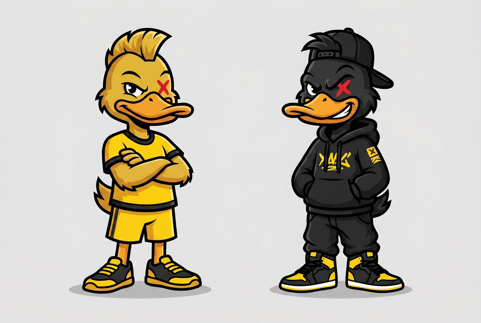 Approved flat-vector Midas and Havoc mascot reference